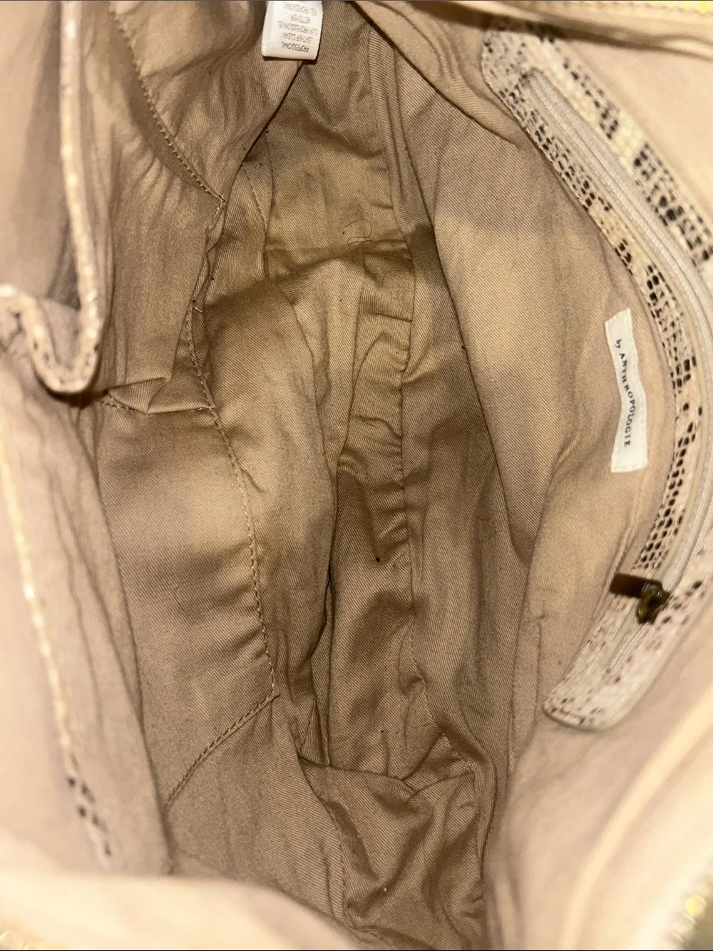 By Anthropologie Snake Print Leather Hobo Bag Shoulder Bag crossbody